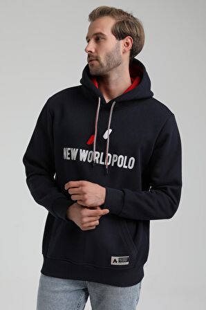 Kapüşonlu Lacivert Slim Fit Sweatshirt 22FWM64032