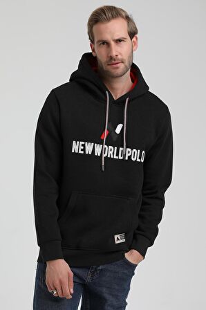 Kapüşonlu Siyah Slim Fit Sweatshirt 22FWM64032