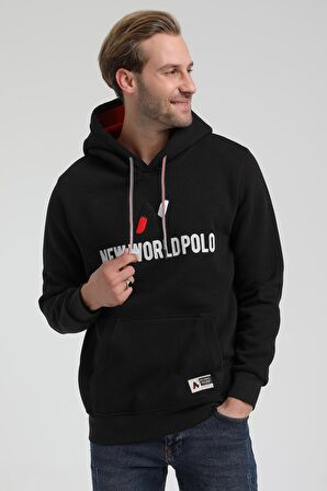 Kapüşonlu Siyah Slim Fit Sweatshirt 22FWM64032