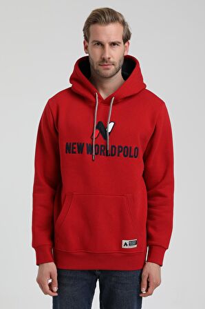 Kapüşonlu Kırmızı Slim Fit Sweatshirt 22FWM64032