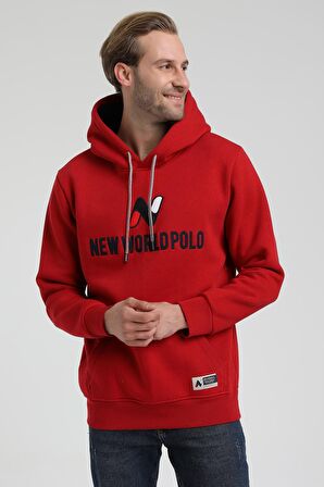 Kapüşonlu Kırmızı Slim Fit Sweatshirt 22FWM64032
