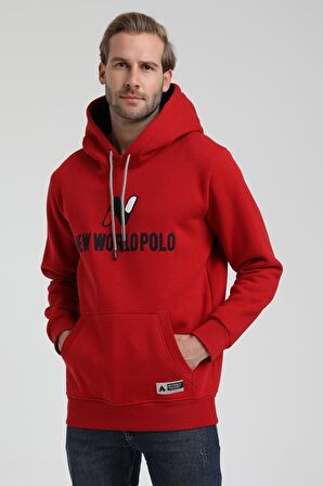 Kapüşonlu Kırmızı Slim Fit Sweatshirt 22FWM64032