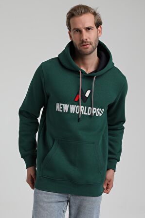 Kapüşonlu Koyu Yeşil Slim Fit Sweatshirt 22FWM64032
