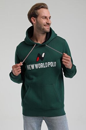 Kapüşonlu Koyu Yeşil Slim Fit Sweatshirt 22FWM64032