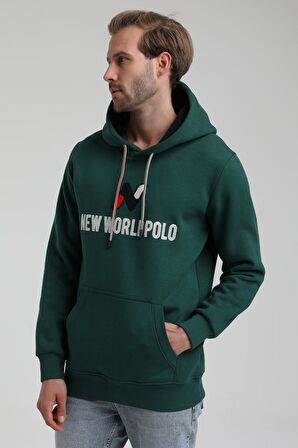 Kapüşonlu Koyu Yeşil Slim Fit Sweatshirt 22FWM64032