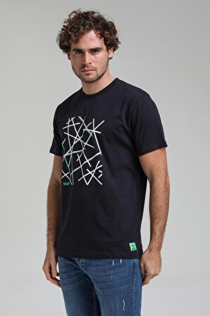 New World Polo Bisiklet Yaka Lacivert Regular Custom Tişört 23SSM20285