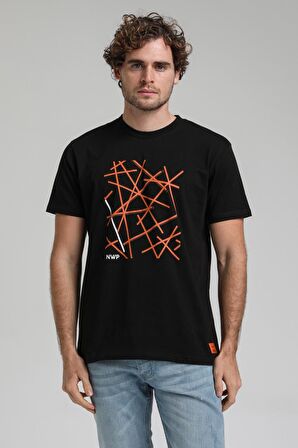 New World Polo Bisiklet Yaka Siyah Regular Custom Tişört 23SSM20285