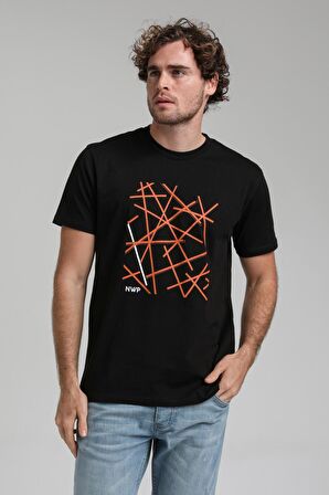 New World Polo Bisiklet Yaka Siyah Regular Custom Tişört 23SSM20285