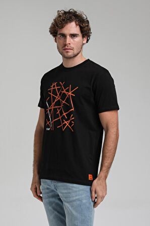 New World Polo Bisiklet Yaka Siyah Regular Custom Tişört 23SSM20285