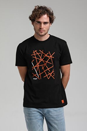 New World Polo Bisiklet Yaka Siyah Regular Custom Tişört 23SSM20285
