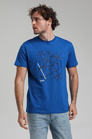 New World Polo Bisiklet Yaka Saks Regular Custom Tişört 23SSM20285