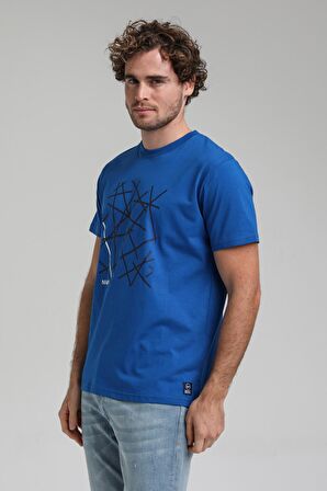 New World Polo Bisiklet Yaka Saks Regular Custom Tişört 23SSM20285