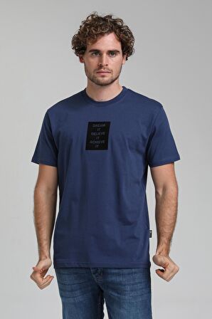 Bisiklet Yaka İndigo Slim Fit Tişört 23SSM20288