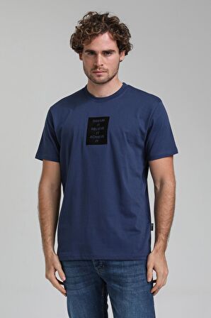Bisiklet Yaka İndigo Slim Fit Tişört 23SSM20288