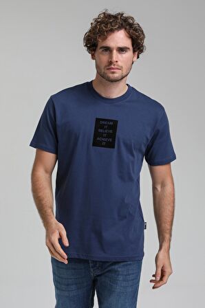 Bisiklet Yaka İndigo Slim Fit Tişört 23SSM20288