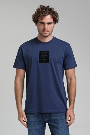 Bisiklet Yaka İndigo Slim Fit Tişört 23SSM20288