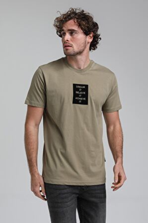 Bisiklet Yaka Açık Haki Slim Fit Tişört 23SSM20288