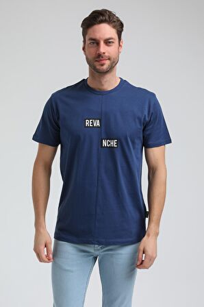 Bisiklet Yaka İndigo Slim Fit Tişört 23SSM20289