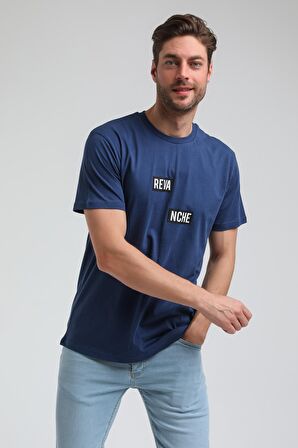 Bisiklet Yaka İndigo Slim Fit Tişört 23SSM20289