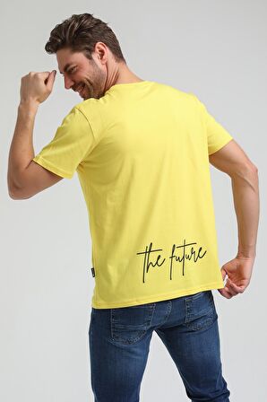 Bisiklet Yaka Sarı Slim Fit Tişört 23SSM20289