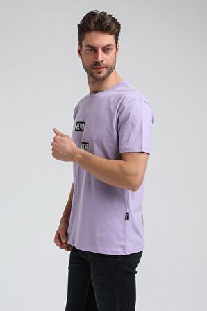 Bisiklet Yaka Lila Slim Fit Tişört 23SSM20289