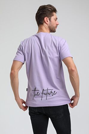 Bisiklet Yaka Lila Slim Fit Tişört 23SSM20289