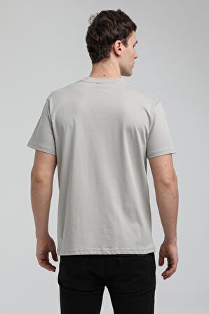 Bisiklet Yaka Gri Boyalı Slim Fit Tişört 23SSM20288