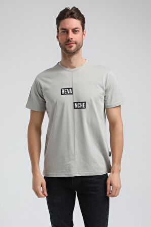 Bisiklet Yaka Gri Boyalı Slim Fit Tişört 23SSM20289