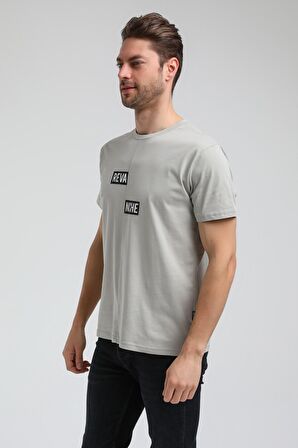 Bisiklet Yaka Gri Boyalı Slim Fit Tişört 23SSM20289