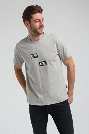 Bisiklet Yaka Gri Boyalı Slim Fit Tişört 23SSM20289