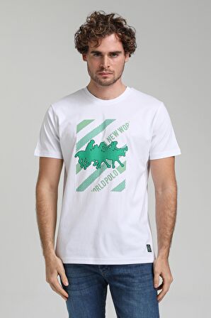 New World Polo Bisiklet Yaka Beyaz Slim Fit Tişört 23SSM20296