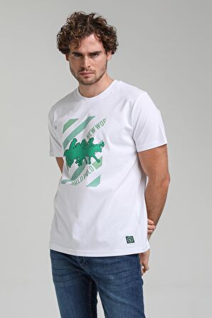 New World Polo Bisiklet Yaka Beyaz Slim Fit Tişört 23SSM20296