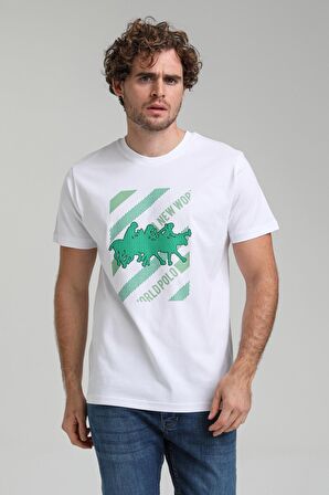 New World Polo Bisiklet Yaka Beyaz Slim Fit Tişört 23SSM20296