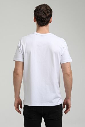 Bisiklet Yaka Beyaz Slim Fit Tişört 23SSM20299