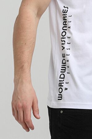 Bisiklet Yaka Beyaz Slim Fit Tişört 23SSM20299