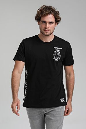Bisiklet Yaka Siyah Slim Fit Tişört 23SSM20299