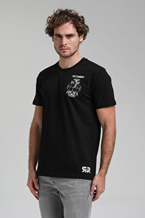 Bisiklet Yaka Siyah Slim Fit Tişört 23SSM20299