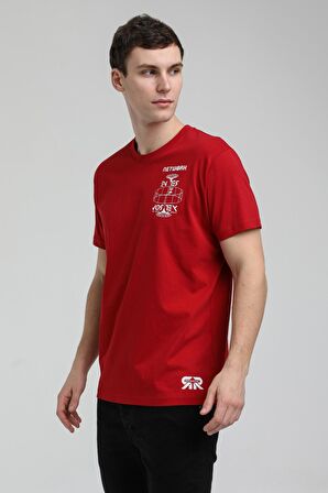 Bisiklet Yaka Bordo Slim Fit Tişört 23SSM20299