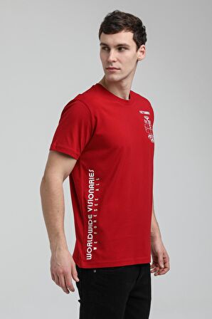 Bisiklet Yaka Bordo Slim Fit Tişört 23SSM20299