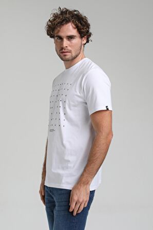 Bisiklet Yaka Beyaz Slim Fit Tişört 23SSM20303