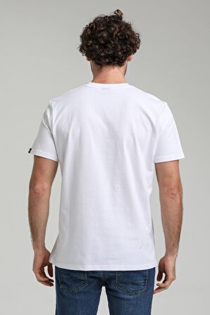 Bisiklet Yaka Beyaz Slim Fit Tişört 23SSM20303