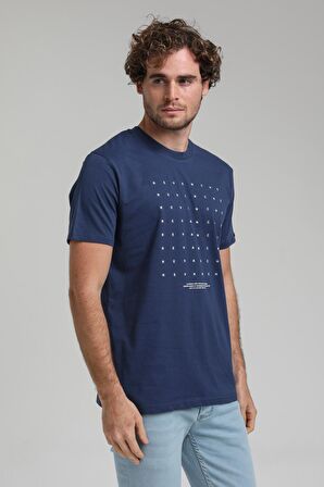 Bisiklet Yaka İndigo Slim Fit Tişört 23SSM20303