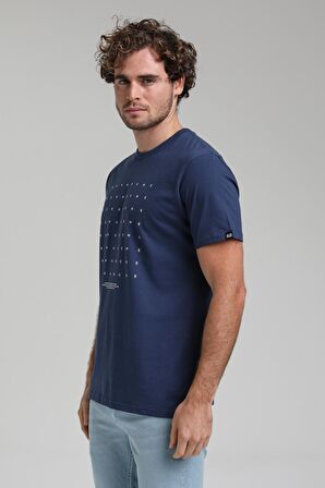 Bisiklet Yaka İndigo Slim Fit Tişört 23SSM20303