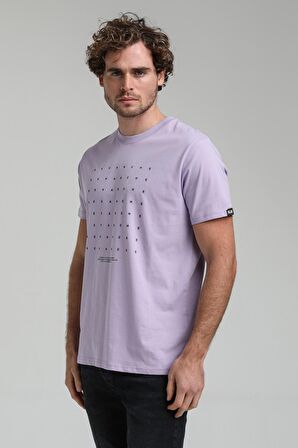 Bisiklet Yaka Lila Slim Fit Tişört 23SSM20303