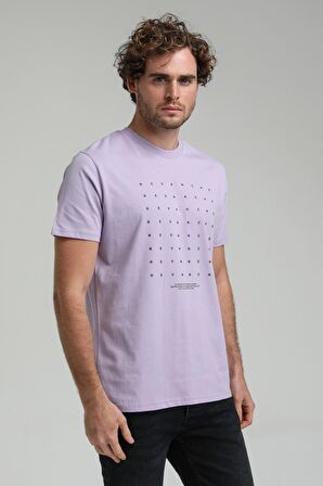Bisiklet Yaka Lila Slim Fit Tişört 23SSM20303