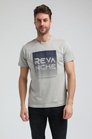 Bisiklet Yaka Gri Boyalı Slim Fit Tişört 23SSM20312