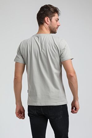 Bisiklet Yaka Gri Boyalı Slim Fit Tişört 23SSM20312