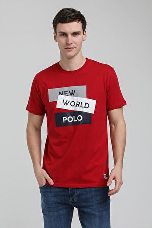 New World Polo Bisiklet Yaka Bordo Regular Custom Tişört 23SSM20314