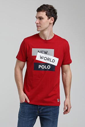 New World Polo Bisiklet Yaka Bordo Regular Custom Tişört 23SSM20314