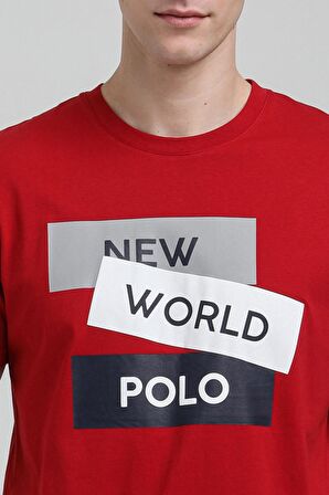 New World Polo Bisiklet Yaka Bordo Regular Custom Tişört 23SSM20314
